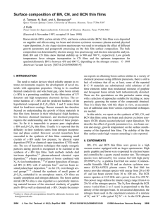 Surface composition of BN, CN, and BCN thin films