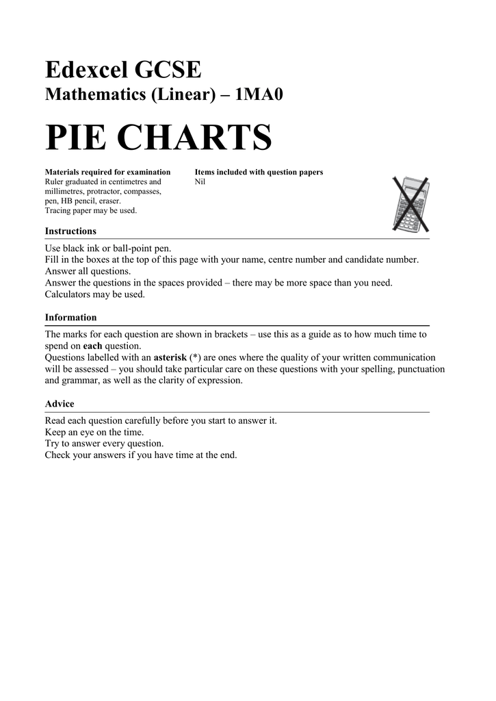 Edexcel Gcse Mathematics Linear 1ma0 Pie Charts Answers