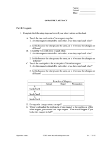 Name: Period: Date: OPPOSITES ATTRACT Part I: Magnets 1