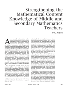 Strengthening the Mathematical Content Knowledge of Middle and