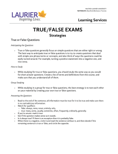 true/false exams - Wilfrid Laurier University