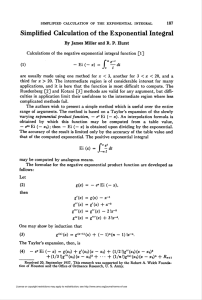 Simplified Calculation of the Exponential Integral