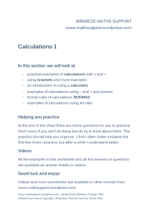 Calculations 1 worksheet