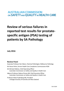 Review of serious failures in reported test results for prostate