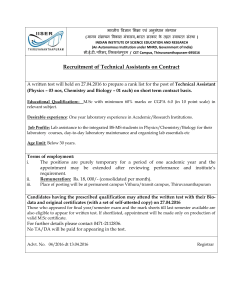 Recruitment of Technical Assistants on Contract - IISER