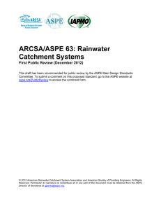 ARCSA/ASPE 63: Rainwater Catchment Systems