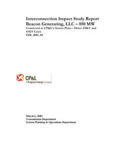 Interconnection Impact Study Report Beacon Generating, LLC – 850