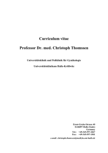 Curriculum vitae Professor Dr. med. Christoph Thomssen