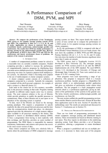 A Performance Comparison of DSM, PVM, and MPI
