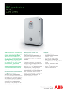 Solar inverter - ABB string inverters, PVS300, 3.3 to 8.0 kW