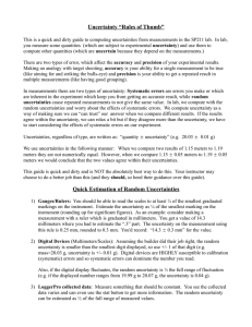 Uncertainty “Rules of Thumb” Quick Estimation of Random