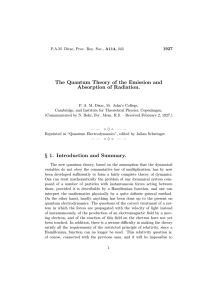 The Quantum Theory of the Emission and Absorption of Radiation