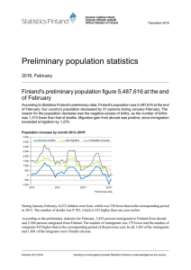 Preliminary population statistics