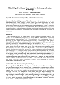 Material hybrid joining of sheet metals by electromagnetic pulse