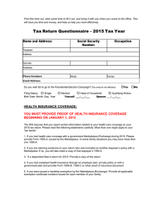 Tax Return Questionnaire - 2015 Tax Year