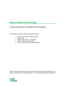 Return to Work Plan Package