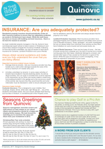 INSURANCE: Are you adequately protected?