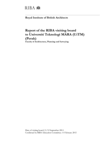 Report of the RIBA visiting board to Universiti Teknologi MARA