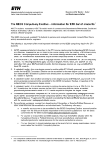The GESS Compulsory Elective – information for ETH Zurich students1