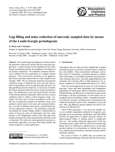 Gap filling and noise reduction of unevenly sampled data by means