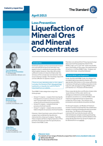 Loss Prevention - Liquefaction of Mineral Ores and Mineral