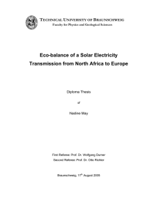 Eco-balance of a Solar Electricity Transmission from North