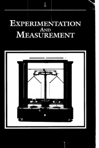 Experimentation and Measurement - National Institute of Standards