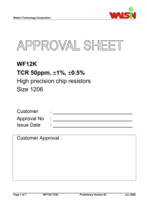 WF12K TCR 50ppm, ±1%, ±0.5% High precision chip