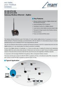Gateway Modbus Ethernet – ZigBee