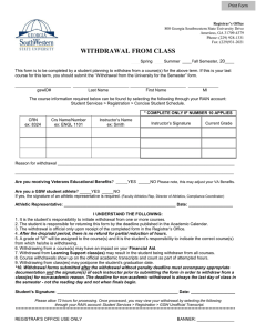 Withdrawal from Class - Georgia Southwestern State University
