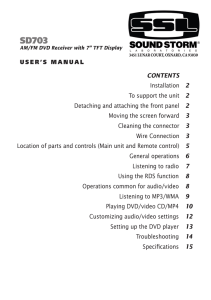 USER`S MANUAL CONTENTS Installation To support the unit