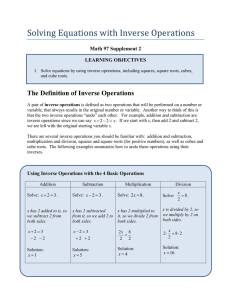 Supplement 2 - Solving Equations with Inverse Operations