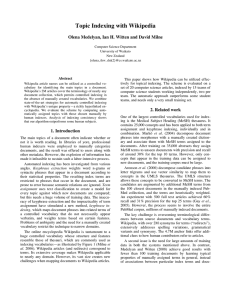 Topic Indexing with Wikipedia - Department of Computer Science