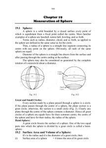 Chapter 19 Mensuration of Sphere