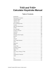 TI-83 and TI-83+ Calculator Keystroke Manual