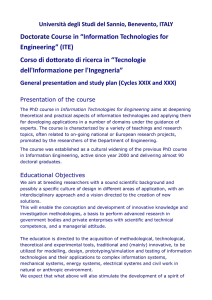 Doctorate Course in “Information Technologies for Engineering” (ITE