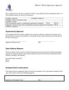 Master`s Thesis Supervisor Approval Form