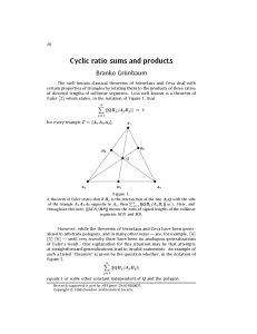 Cyclic ratio sums and products - Canadian Mathematical Society