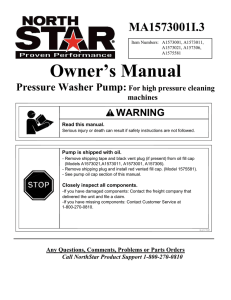 Product Manual for Pressure Washer Pump