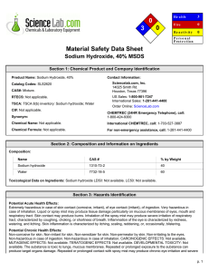 MSDS for Sodium Hydroxide, 40%