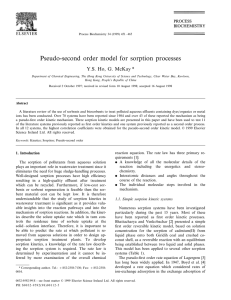 Pseudo-second order model for sorption processes