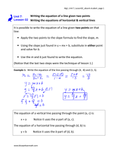 Writing the equation of a line given two points Writing