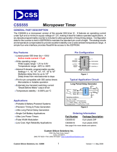 CSS555 Micropower Timer - Custom Silicon Solutions