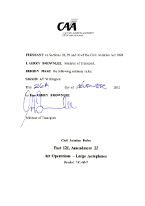 Amendment 23 - Civil Aviation Authority of New Zealand