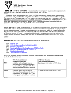 WTB Rim User`s Manual