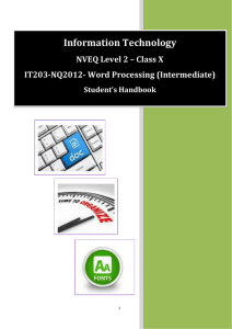 Word Processing (Intermediate) - Department of Higher Education