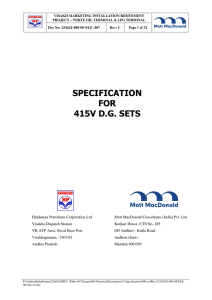 SPECIFICATION FOR 415V D.G. SETS