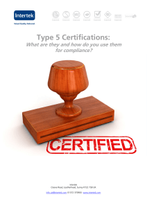 Type 5 Certifications - Chamber International
