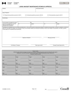 LARGE AIRCRAFT MAINTENANCE SCHEDULE APPROVAL