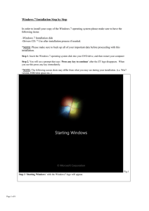 Windows 7 Installation Step by Step